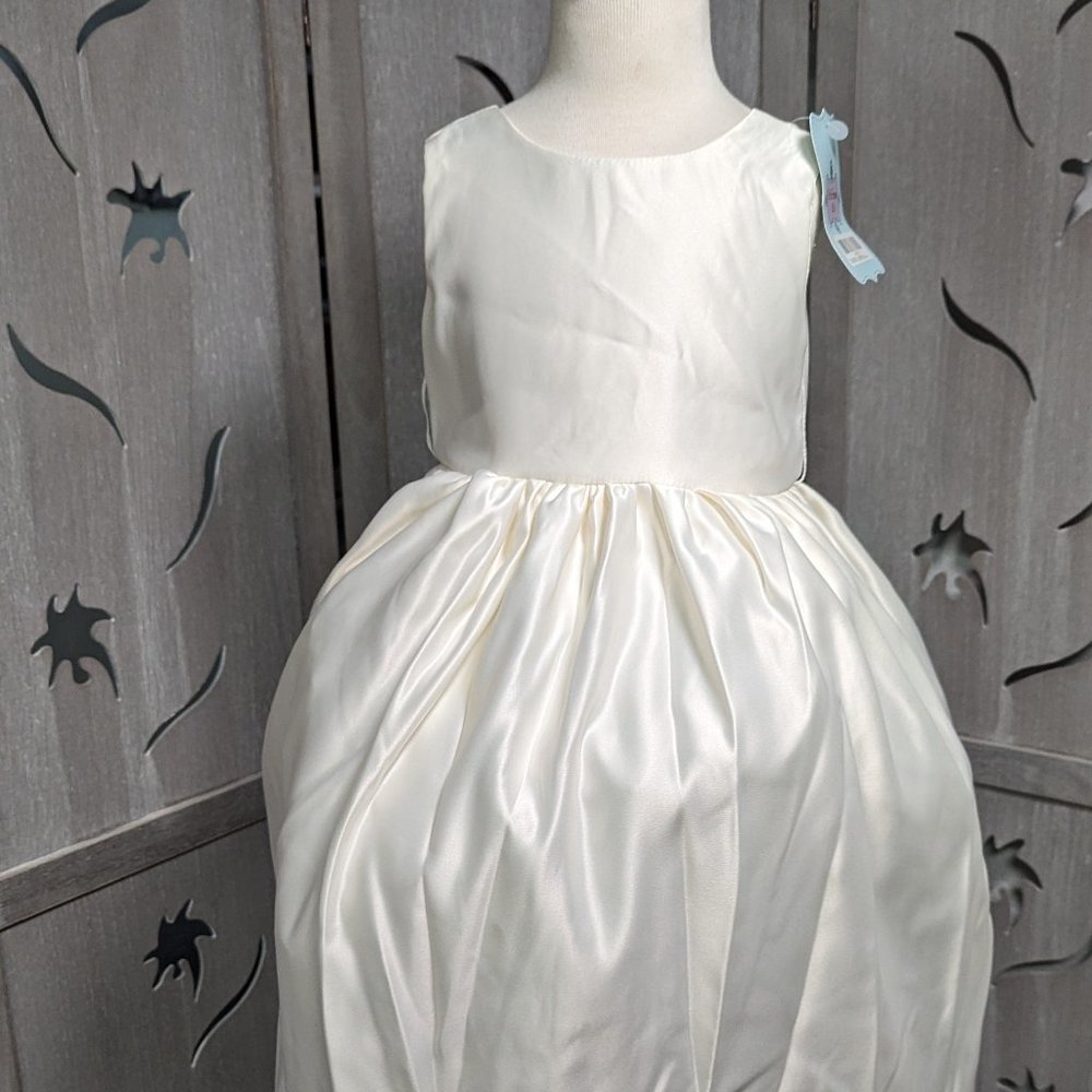 new mate satin country long flower girl first communion dress ivory size 4 8 14
